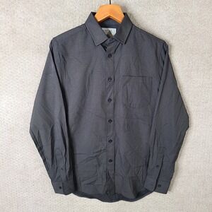 Heritage Report Collection Shirt Mens Small Gray Geometric Print Button Down
